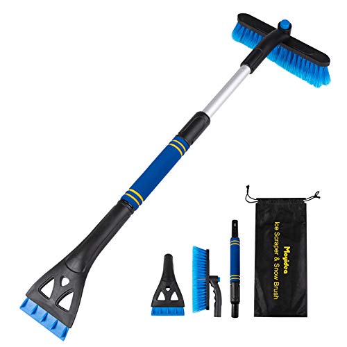 Moyidea 3 in 1 Extendable 25.2' to 31.5' Ice Scraper Snow Brush Detachable Snow Removal Tool with Ergonomic Foam Grip for Car SUV Truck