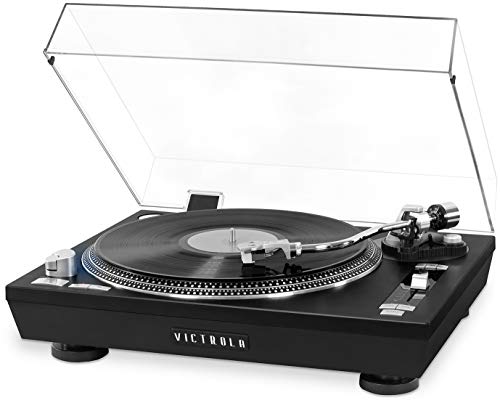 Victrola Pro Series USB Record Player with 2-Speed Turntable and Dust Cover, Black
