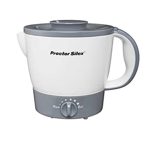 Proctor Silex 32oz Adjustable Temperature Electric Hot Pot for Tea, Boiling Water, Cooking Noodles and Soup, White (48507)