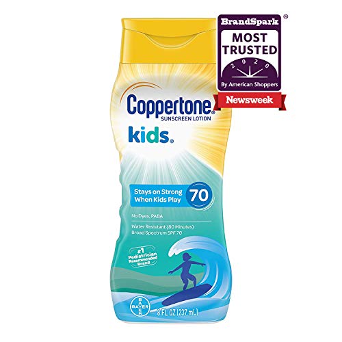 Coppertone KIDS Water-Resistant Sunscreen Lotion Broad Spectrum SPF 70 (8 Fluid Ounce) (Packaging may vary)