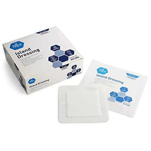 Medpride 6” x 6” Bordered Gauze-Island Dressing| 25 Pack-Individually Packed Pouches| Wound Dressing with Adhesive, Breathable Borders| Sterile & Highly Absorbent| Latex-Free