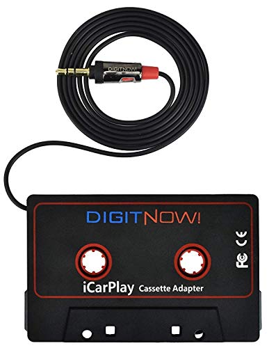 DIGITNOW 3.5mm Car Audio Cassette Adapter for Smartphone/MP3 Player/CD Player/Mini Disk Player iPhone/iPod, 4.6 Inch Cable(Black)