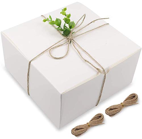 Moretoes White Boxes Gift Boxes 12pcs 8x8x4 Inches, Paper Gift Boxes with Lids for Gifts, Bridesmaid Proposal Box, Cupcake Boxes, Crafting