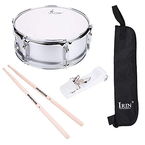 Snare Drum Kit, 15.7 x 6.1inch Stainless Steel Marching Snare Drum Kit Concert Percussion Musical Instrument with Carrying Bag Drumstick Adjustable Strap Silencer Mute for Beginner Students