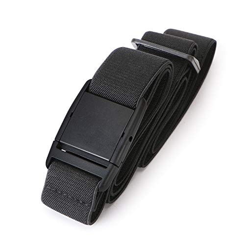 No Show Women Stretch Belt Invisible Elastic Web Strap Belt with Flat Buckle for Jeans Pants Dresses,Suit for US Size 0-16,1-Black