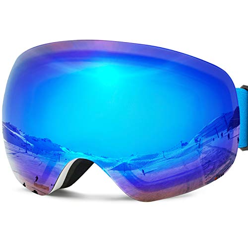 JOJO LEMON Ski Snow Goggles Over Glasses OTG 100% UV Protection Sports Snowboard Goggles Clear Lens Anti Fog Youth Snowmobile Skiing Skating Helmet Compatible for Men Women Youth