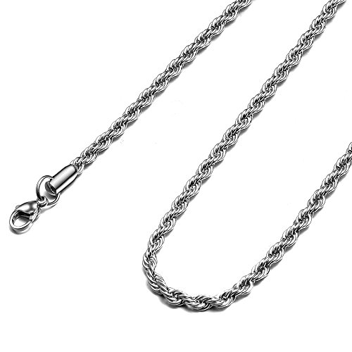HolyFast 2-5mm Twist Chain Necklace Stainless Steel Necklace 16-36 Inches Men Women Jewellery