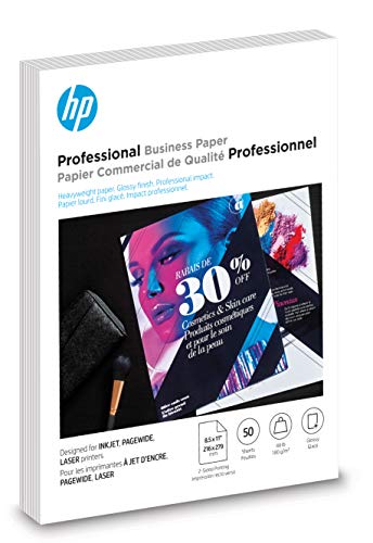 HP Brochure Paper | Glossy Professional InkJet | 8.5x11 | 50 Sheets (6MF93A)