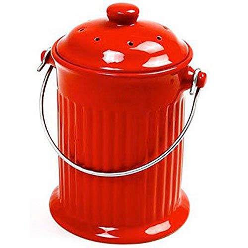 Norpro, Red 93R, 1 Gallon Ceramic Compost Keeper