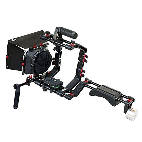 FILMCITY DSLR Camera Shoulder Support Rig Kit with Cage & Matte Box | DV HDV DSLR Video Camcorders Compatible | Free - Offset Z Bracket (FC-02)