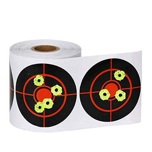 GearOZ Splatter Target Stickers 250pcs for Shooting 3” Bullseye, Adhesive Reactive Targets Paper with High Visibility Fluorescent Yellow Impact for BB Pellet Airsoft Guns