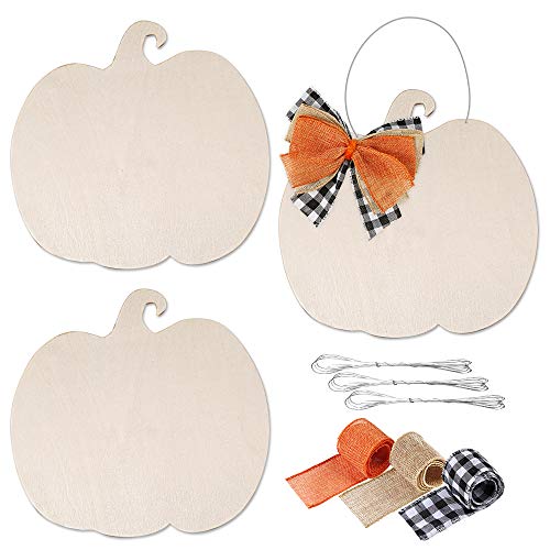Pllieay 3 Pieces 12 Inch Unfinished Wood Pumpkin Cutout for Fall Pumpkin Décor, Thanksgiving and Halloween, Yard Decoration