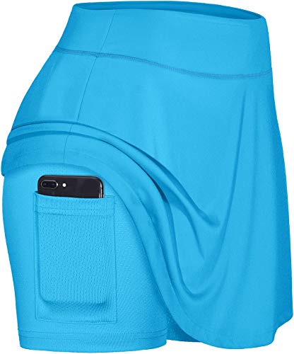 Blevonh Casual Skirts for Women,Active Skort Girl Elastic Waistband Moisture-Sicking Modest Mini Skater Skirt Drape Flared Hem Adorable Gym Loungewear Great for Movement Blue L
