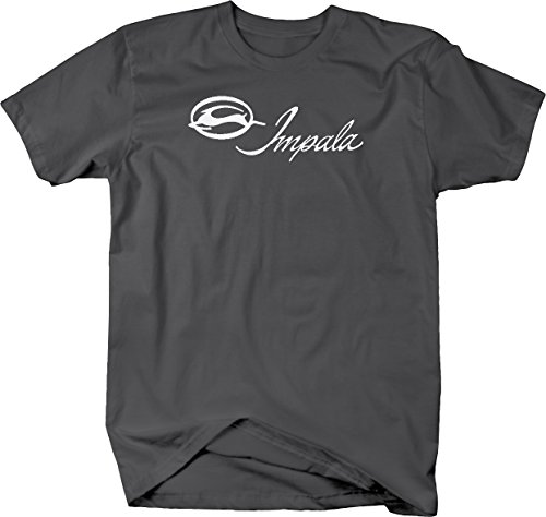 Racing Impala Vintage Classic Car Emblem Graphic T Shirt for Men Medium Charcoal