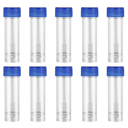 Hemobllo Plastic Specimen Cup with Lid Stool Container Without Label Laboratory Medical Use 25-30ml 10pcs