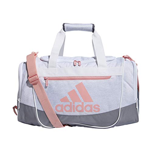 adidas Unisex Defender III Small Duffel Bag, Jersey White/ Grey/ Glory Pink, Small