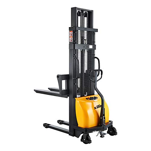 Xilin Semi Electric Stacker Material Lift 118' Lifting Height with Adjustable Forks 2200lbs Capacity