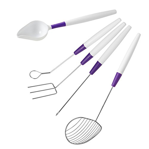 Wilton Candy Melts Candy Decorating Set - 5-Piece Candy Dipping Tools Set - 3-prong Dipping fork, Cradling Spoon, Spear, Slotted Spoon and Drizzling Scoop