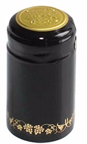 1 X Black/Gold Grapes PVC Shrink Capsules for Wine Making - 30 per Bag