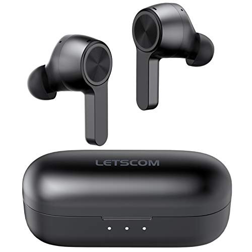 Wireless Earbuds, LETSCOM Active Noise Cancelling Earbuds, IPX8 Waterproof Bluetooth Headphones in-Ear Earbuds with 4 Microphones, USB-C Charge, Touch Control Deep Bass Earphones for Home Office Work