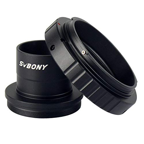 SVBONY T2 T Ring Adapter and T Adapter 1.25 inches Metal for Canon EOS Standard EF Lenses and Telescope Camera Astrophotography Accessories