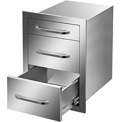Mophorn 14x20.25 Inch Outdoor Kitchen Drawer Stainless Steel Triple Tier with Handle, 14 x20.25 x 23.2 Inch