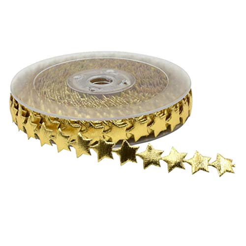 Mystart 1 Roll 15mm Width Gold Star Ribbon Trim Embellishment for Holiday Wedding Decoration Gift Cake Wrapping (Gold)