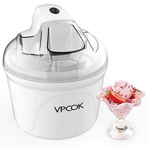 VPCOK Ice Cream Maker 1.5 Qt Electric Frozen Yogurt Sorbet Ice Cream Machine with Recipe Easy Automatic Home Ice Cream Frozen Yogurt Maker Machine