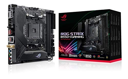 ASUS ROG Strix B550-I Gaming AMD AM4 (3rd Gen Ryzen Mini-ITX SFF Gaming Motherboard (PCIe 4.0, WiFi 6, 2.5Gb LAN, DDR4 5100+ (O.C.), Front USB 3.2 Gen 2 Type-C, Addressable Gen 2 RGB and Aura Sync)