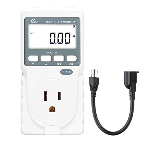 Poniie PN2000 Plug-in Kilowatt Electricity Usage Monitor Electrical Power Consumption Watt Meter Tester w/ Extension Cord