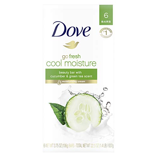 Dove go fresh Beauty Bar for Softer Skin Cucumber and Green Tea More Moisturizing than Bar Soap 3.75 oz 6 Bars