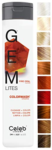 Celeb Luxury Gem Lites Colorwash, Professional Semi-Permanent Hair Color Depositing Shampoo, Fire Opal