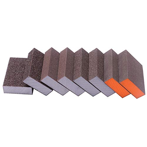 8 Packs Sanding Sponge,Coarse & Fine Sanding Blocks in 36/60/100/180 Grit for Brush Pots, Polishing Wood and Metal,Washable and Reusable