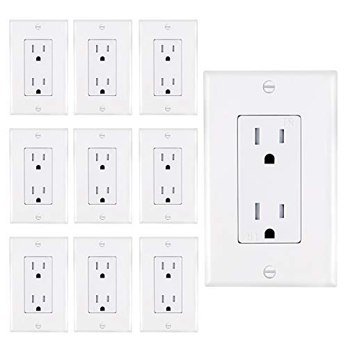 AbboTech 15A Tamper Resistant Duplex Receptacle Standard Wall Outlet Decorative Electrical Outlet, Child Proof Safety,Wall Plates Included, White, UL listed.