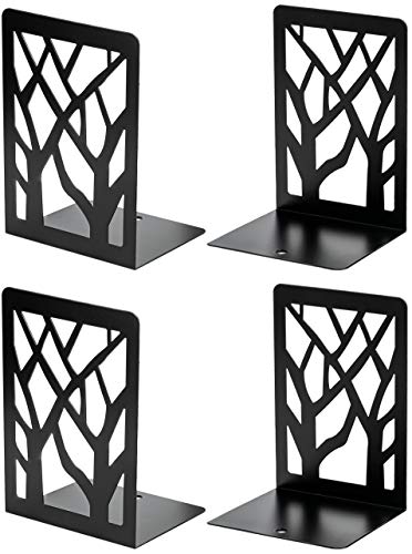 MaxGear Book Ends, Bookends, Book Ends for Shelves, Bookends for Shelves, Bookend,Book Ends for Heavy Books,Book Shelf Holder Home Decorative,7x4.7x3.5 in,Metal Bookends Black(2 Pairs/4 Pieces,Large)