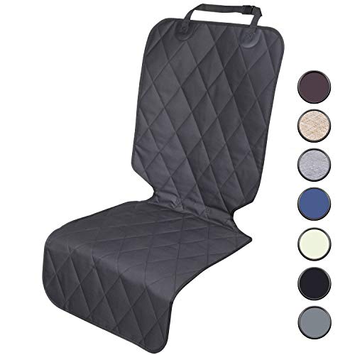 Vivaglory Dog Seat Covers for Front Seat with No-Skirt Design, Quilted & Durable 600 Denier Oxford 4 Layers Pet Seat Protectors with Anti-Slip Backing for Most Cars, SUVs & MPVs, Black
