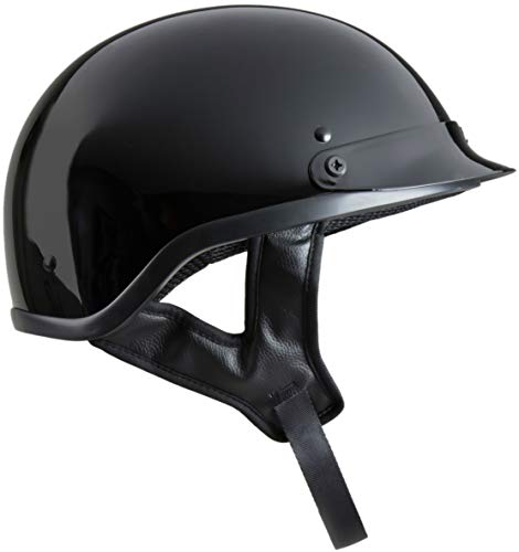 Fuel Helmets SH-HHGL17 Unisex-Adult Deluxe Shorty DOT Approved Motorcycle Half Helmet (Gloss Black, X-Large)