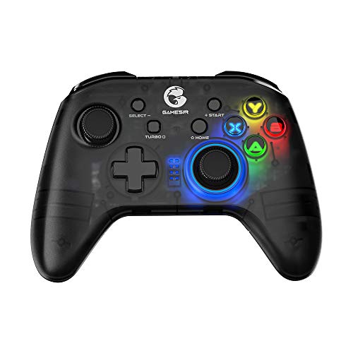 GameSir T4 pro Wireless Game Controller for Windows 7 8 10 PC/iOS/Android/Switch, Dual Shock USB Bluetooth Mobile Phone Gamepad Joystick for Apple Arcade MFi Games, Semi-Transparent LED Backlight