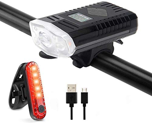 BearsFire Bike Light Set and Tail Light USB Rechargeable with Alarm Horn, Super Bright Waterproof Bicycle Headlight Taillight Combinations Front Back Light & Bell for Cycling Riding Safety Warning