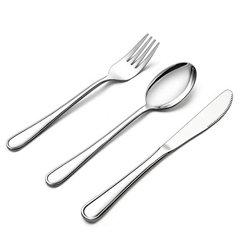 LIANYU 12-Piece Kids Silverware Set, Stainless Steel Toddler Utensils Flatware Set, Child Cutlery Tableware Set for 4, Include Knives Forks Spoons, Mirror Finished, Dishwasher Safe