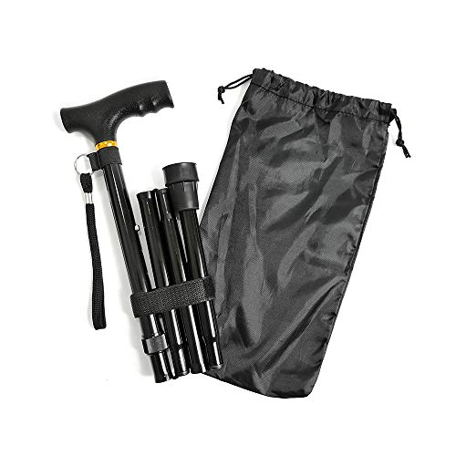 Ez2care Adjustable Folding Cane with Carrying Case, Black