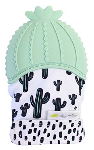 Itzy Ritzy Silicone Teething Mitt – Soothing Infant Teething Mitten with Adjustable Strap, Crinkle Sound and Textured Silicone to Soothe Sore and Swollen Gums, Cactus