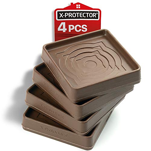 Furniture Cups X-PROTECTOR – Caster Cups 4 PCS – Premium Furniture Coasters – Ideal Bed Stoppers – Non Skid Furniture Pads with a Perfect Design – 2” Rubber Furniture Pads - Protect Any Flooring!