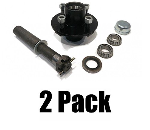 The ROP Shop (2) Trailer AXLE KIT Assemblies w/ 4 on 4' Bolt Idler Hub & 1' Round BT8 Spindle
