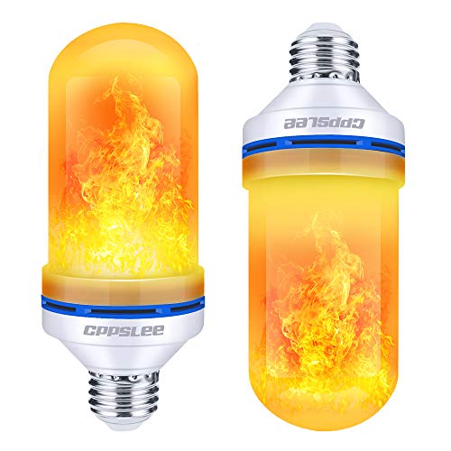 CPPSLEE LED Flame Effect Light Bulb, 4 Modes Flame Lights Bulbs, E26 Base Fire Light Bulbs with Gravity Sensor, Halloween Decorations Flickering Light Bulb for Indoor/Outdoor/Home/Party Decor(2 Pack)