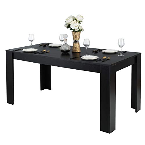 Giantex Wood Dining Table Rectangular Kitchen Table Modern Home Furniture 63' Lx31.5 Wx30 H (Black)