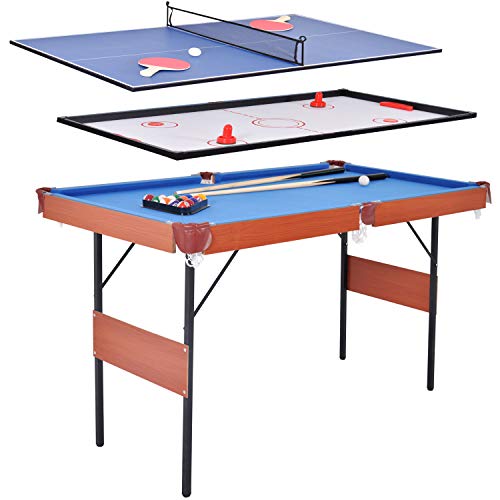 DRM Multi Function 3 in 1 Combo Game Table, Foldable Pool Table/Billiard Table, Hockey Table, Table Tennis Table, 55 Inch