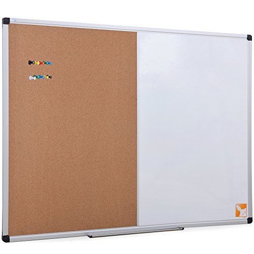 XBoard Magnetic Dry Erase Board & Cork Board 48 x 36 whiteboard, Combination White Board with Aluminum Frame