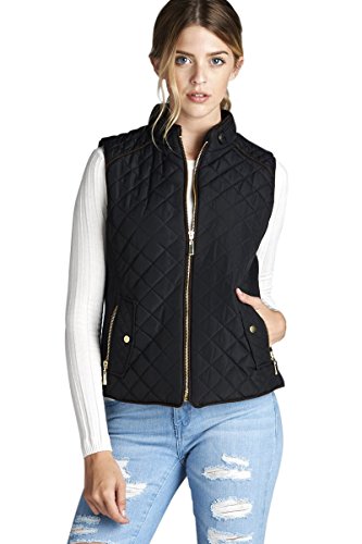 Active USA Quilted Padding Vest With Suede Piping Details Sizes from S to 3XL (Black-Medium)