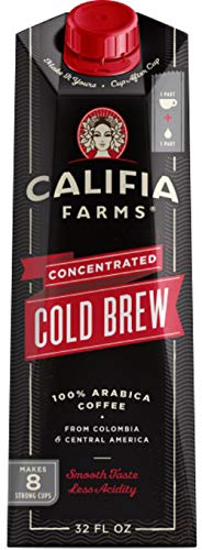 Califia Farms - Cold Brew Coffee Concentrate, Unsweetened, 32 oz (Pack of 6) | Makes 48 Servings of Hot or Iced Coffee | Clean Energy | Smooth & Balanced |Keto | Whole30 | Shelf Stable